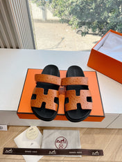 CHYPRE SANDAL IN VIVID ORANGE GRAINED CALFSKIN