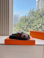 CHYPRE SANDAL IN CHOCOLATE BROWN GRAINED CALFSKIN