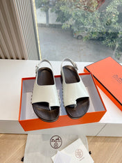 FLAT SANDAL IN WHITE CALFSKIN