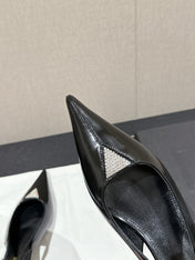 SL CHERISH CRYSTAL SLINGBACK BLACK CALFSKIN