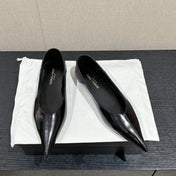 SL NOUR POINTED TOE BALLET BLACK CALFSKIN