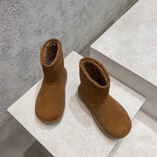 SNAP ANKLE BOOT IN BRONZE BROWN SUEDE AND SHEARLING LINING