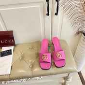 GUCCI 26S HIGH-HEELED SANDALS IN PINK CANVAS WITH GOLD HARDWARE