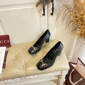 GUCCI 26S HORSEBIT MID-HEEL PUMPS 75 MM IN BLACK CALFSKIN