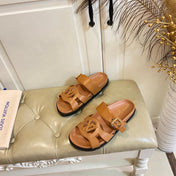 LV 26S ISOLA COMFORT MULES IN BROWN CALFSKIN