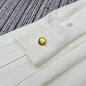 PRADA 25S LONG-SLEEVE COLLARED PLEATED DRESS 360