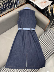 SLEEVELESS DENIM DRESS DARK INDIGO 266710