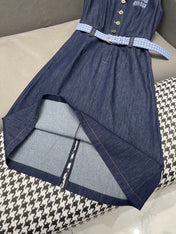 SLEEVELESS DENIM DRESS DARK INDIGO 266710
