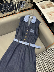 SLEEVELESS DENIM DRESS DARK INDIGO 266710