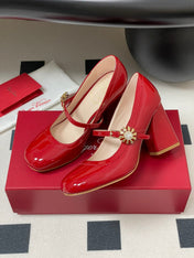 TRÈS VIVIER MARY JANE PUMPS 85MM IN RED GLOSSY CALFSKIN