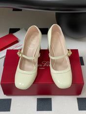TRÈS VIVIER MARY JANE PUMPS 85MM IN CREAM GLOSSY CALFSKIN