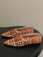 LP POINTED-TOE BALLET FLATS 25S IN ORANGE LAMBSKIN