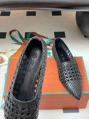 LP POINTED-TOE BALLET FLATS 25S IN BLACK LAMBSKIN