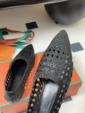 LP POINTED-TOE BALLET FLATS 25S IN BLACK LAMBSKIN