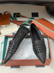 LP POINTED-TOE BALLET FLATS 25S IN BLACK LAMBSKIN