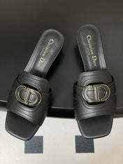DIOR HIGH HEEL CLASSIC MONTAIGNE 40 MM 25S IN BLACK LAMBSKIN WITH CD LOGO