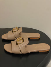 DIOR CLASSIC MONTAIGNE SANDALS 25S IN BROWN LAMBSKIN WITH CD LOGO