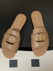 DIOR CLASSIC MONTAIGNE SANDALS 25S IN BROWN LAMBSKIN WITH CD LOGO