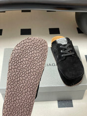 BALENCIAGA 25S MULES BIRKENSTOCK IN BLACK SUEDE
