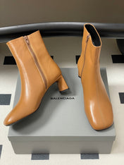 BALENCIAGA 25S ANKLE BOOTS 65 MM IN LIGHT BROWN COW LEATHER