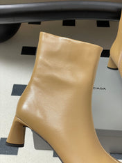 BALENCIAGA 25S ANKLE BOOTS 65 MM IN BEIGE BROWN COW LEATHER