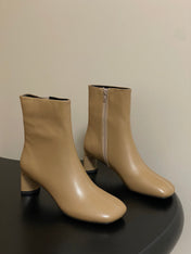 BALENCIAGA 25S ANKLE BOOTS 65 MM IN BEIGE BROWN COW LEATHER