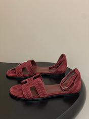 HM 25S SANTORINI SANDAL IN DARK RED SUEDE AND LAMBSKIN