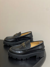 DIOR 25S BOY PLATFORM LOAFERS IN BLACK LAMBSKIN