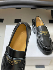 DIOR 25S BOY PLATFORM LOAFERS IN BLACK LAMBSKIN