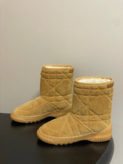 DIOR 25S FROST LOW ANKLE BOOTS IN GOLDEN BROWN SUEDE