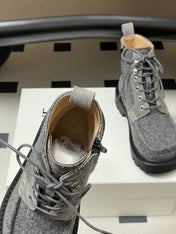 LOEWE 26S ANKLE BOOTS IN GRAY FABRIC