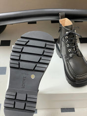 LOEWE 26S ANKLE BOOTS IN DARK OLIVE GRAY CALFSKIN