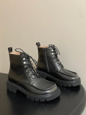 LOEWE 26S ANKLE BOOTS IN DARK OLIVE GRAY CALFSKIN