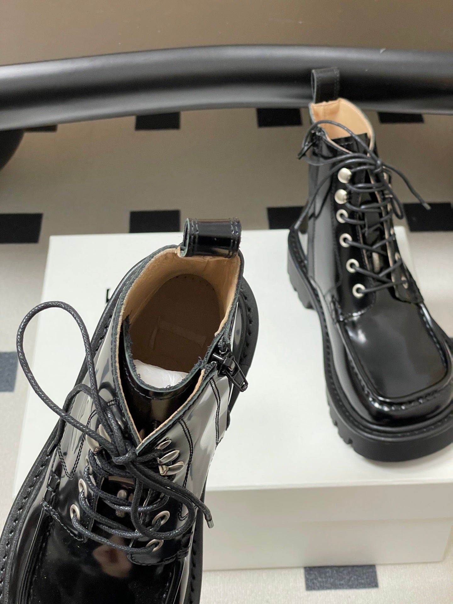 LOEWE 26S ANKLE BOOTS IN BLACK PATENT CALFSKIN