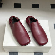 CELINE 26S ELASTIC-BACK FLAT SHOES IN DARK RED LAMBSKIN