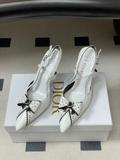 DIOR 26S SLINGBACK HIGH HEELS 100 MM IN WHITE CALFSKIN