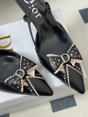 DIOR 26S SLINGBACK HIGH HEELS 100 MM IN BLACK CALFSKIN