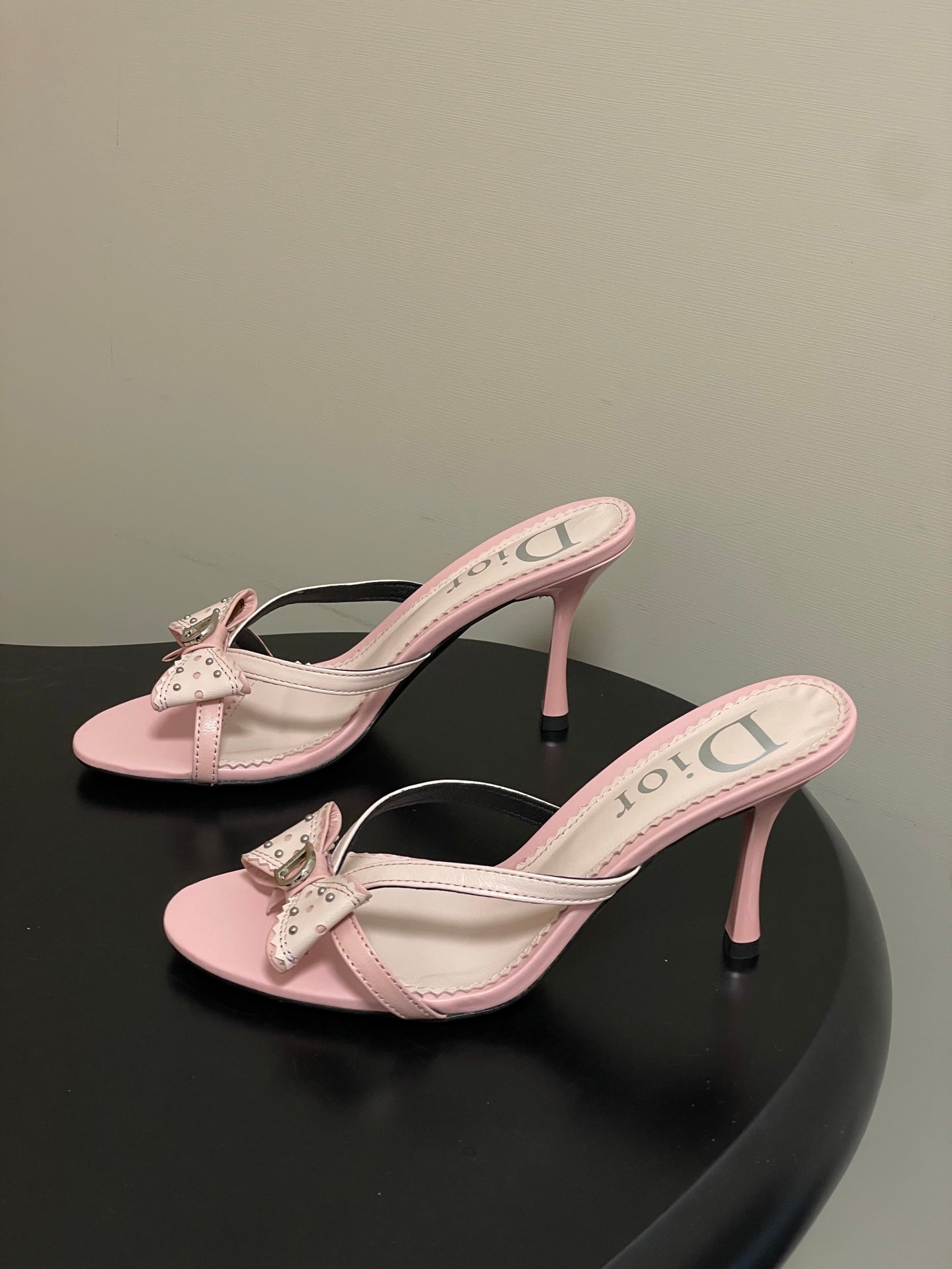 DIOR 26S HIGH HEEL SANDALS 100 MM IN LIGHT PINK CALFSKIN