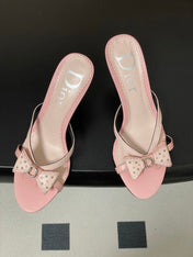 DIOR 26S HIGH HEEL SANDALS 100 MM IN LIGHT PINK CALFSKIN