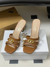 DIOR 26S HIGH HEEL SANDALS 80 MM IN BROWN CALFSKIN
