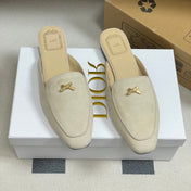 DIOR 26S MULES IN BEIGE SUEDE WITH BOW
