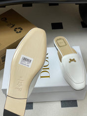 DIOR 26S MULES IN WHITE CALFSKIN WITH BOW