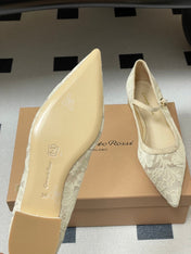 GIANVITO ROSSI 26S MARY JANE IN CREAM WHITE LACE