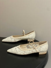 GIANVITO ROSSI 26S MARY JANE IN CREAM WHITE LACE