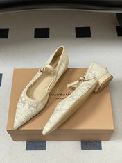 GIANVITO ROSSI 26S MARY JANE IN CREAM WHITE LACE