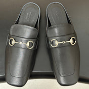 GUCCI 26S HORSEBIT LOAFER MULES IN BLACK CALFSKIN