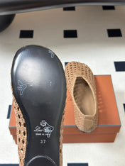 LP 26S BALLET FLATS IN DARK BEIGE CALFSKIN WITH BASKETWEAVE DESIGN