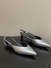 HM 26S NICOLE SLINGBACK 40MM IN SILVER CALFSKIN SILVER HARDWARE