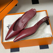 HM 26S NICOLE SLINGBACK 40MM IN BURGUNDY RED CALFSKIN SILVER HARDWARE