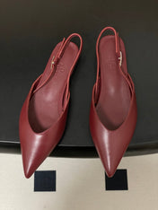 HM 26S NICOLE SLINGBACK IN BURGUNDY RED CALFSKIN SILVER HARDWARE